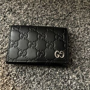 Gucci Black Embossed Leather Card Case